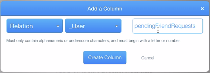 Add pendingFriendRequests column